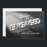 Finally Engaged Movie Black White Save The Date<br><div class="desc">Vintage movie title poster black and white unique engaged announcement. Directed by the wedding couple. Perfect for those that love a bit of theatrics. Invite your family and friends to the big premier of your wedding show! Fun save the date for modern couples.</div>