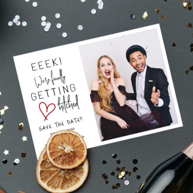 Finally Getting Hitched Wedding Save The Date Invitation (Creator Uploaded)