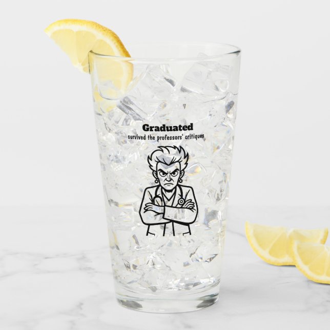 Finally Graduated Mug: Transparent Glass, Humorous Glass (Front Ice)