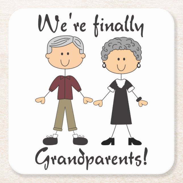 Finally Grandparents Square Paper Coaster (Front)
