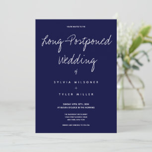 Finally Happening Wedding Dark Blue Typography