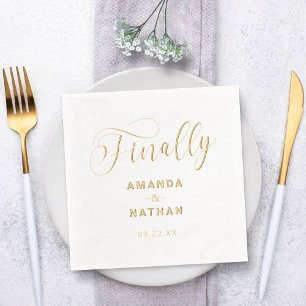 Finally Minimalist Script Wedding Foil Napkins