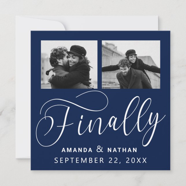 Finally Minimalist Wedding 2 Photo Save the Date (Front)