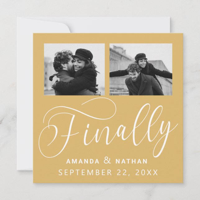 Finally Minimalist Wedding 2 Photo Save the Date (Front)