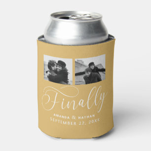 Finally Minimalist Wedding 2 Photo Save the Date Can Cooler