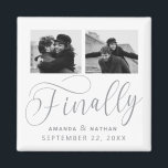 Finally Minimalist Wedding 2 Photo Save the Date Magnet<br><div class="desc">It's been worth the wait and now you're finally ready to send out your save the dates! These minimalist wedding save the date magnets are perfectly simple yet super modern. Easily personalise the design by adding your own photos, names and wedding date. Matching items can be found in the collection....</div>