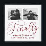 Finally Minimalist Wedding 2 Photo Save the Date Magnet<br><div class="desc">It's been worth the wait and now you're finally ready to send out your save the dates! These minimalist wedding save the date magnets are perfectly simple yet super modern. Easily personalize the design by adding your own photos, names and wedding date. Matching items can be found in the collection....</div>