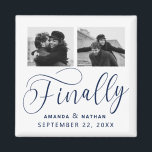 Finally Minimalist Wedding 2 Photo Save the Date Magnet<br><div class="desc">It's been worth the wait and now you're finally ready to send out your save the dates! These minimalist wedding save the date magnets are perfectly simple yet super modern. Easily personalize the design by adding your own photos, names and wedding date. Matching items can be found in the collection....</div>