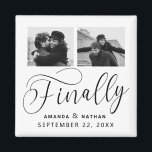 Finally Minimalist Wedding 2 Photo Save the Date Magnet<br><div class="desc">It's been worth the wait and now you're finally ready to send out your save the dates! These minimalist wedding save the date magnets are perfectly simple yet super modern. Easily personalise the design by adding your own photos, names and wedding date. Matching items can be found in the collection....</div>