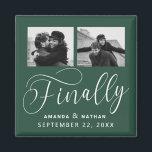 Finally Minimalist Wedding 2 Photo Save the Date Magnet<br><div class="desc">It's been worth the wait and now you're finally ready to send out your save the dates! These minimalist wedding save the date magnets are perfectly simple yet super modern. Easily personalise the design by adding your own photos, names and wedding date. Matching items can be found in the collection....</div>