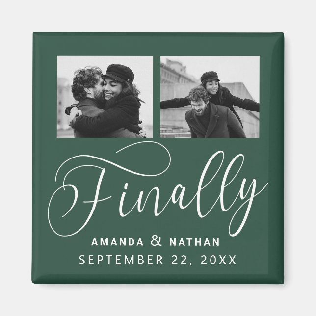 Finally Minimalist Wedding 2 Photo Save the Date Magnet (Front)