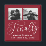 Finally Minimalist Wedding 2 Photo Save the Date Magnet<br><div class="desc">It's been worth the wait and now you're finally ready to send out your save the dates! These minimalist wedding save the date magnets are perfectly simple yet super modern. Easily personalise the design by adding your own photos, names and wedding date. Matching items can be found in the collection....</div>