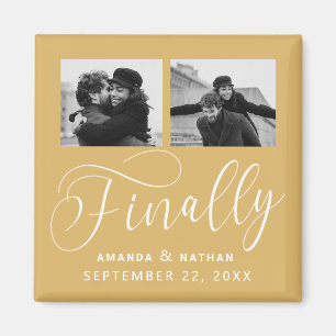 Finally Minimalist Wedding 2 Photo Save the Date Magnet