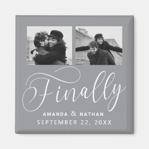 Finally Minimalist Wedding 2 Photo Save the Date Magnet