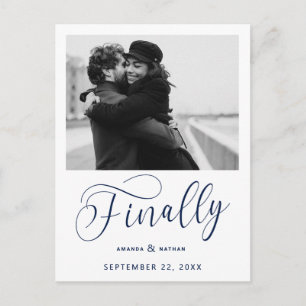 Finally Minimalist Wedding Photo Save the Date Announcement Postcard
