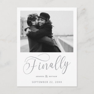 Finally Minimalist Wedding Photo Save the Date Announcement Postcard