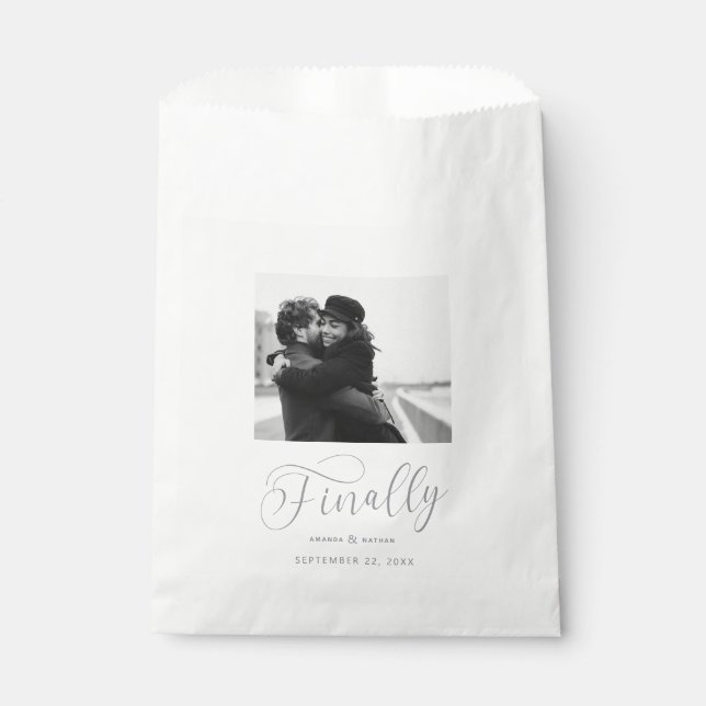 Finally Minimalist Wedding Photo Save the Date Favour Bags (Front)