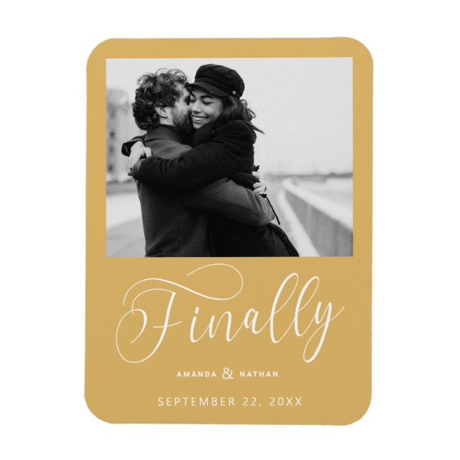 Finally Minimalist Wedding Photo Save the Date Magnet (Vertical)