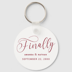 Finally Minimalist Wedding Save the Date Key Ring