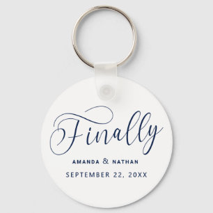 Finally Minimalist Wedding Save the Date Key Ring