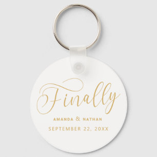 Finally Minimalist Wedding Save the Date Key Ring