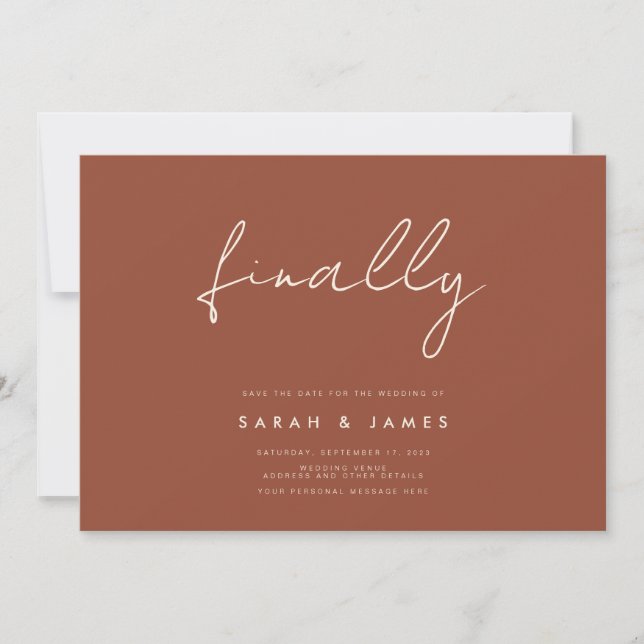Finally Modern Minimalist Rust Save The Date (Front)