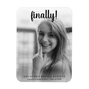 Finally Modern Script Photo Graduation Magnet
