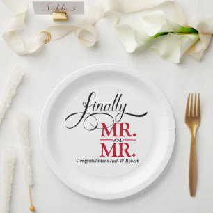 Finally Mr and Mr Wedding Reception Paper Plate