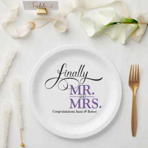 Finally Mr and Mrs Wedding Reception Paper Plate