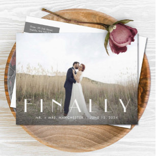 Finally Mr. + Mrs. Wedding Announcement Postcard