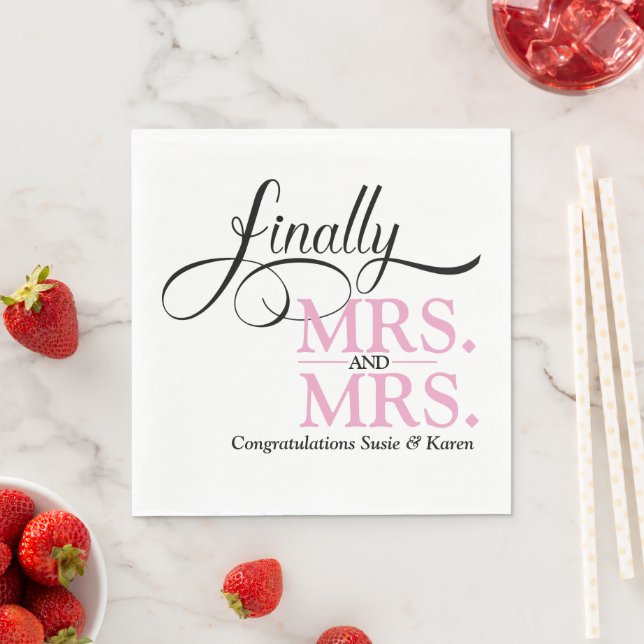Finally Mrs and Mrs Wedding Reception Cocktail Napkin (Insitu)