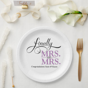 Finally Mrs and Mrs Wedding Reception  Paper Plate