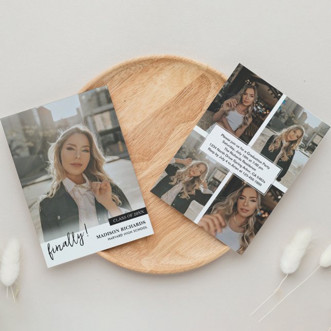 Finally Photo Collage Graduation Party  Invitation (Creator Uploaded)