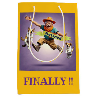 " FINALLY RETIRED " MEDIUM GIFT BAG
