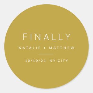 Finally, save the date classic round sticker