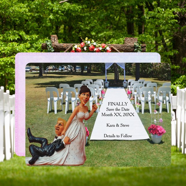 Finally Save the Date Fun Couple Brown Blond Card (Finally Save the Date Fun Couple Brown Blond Card)