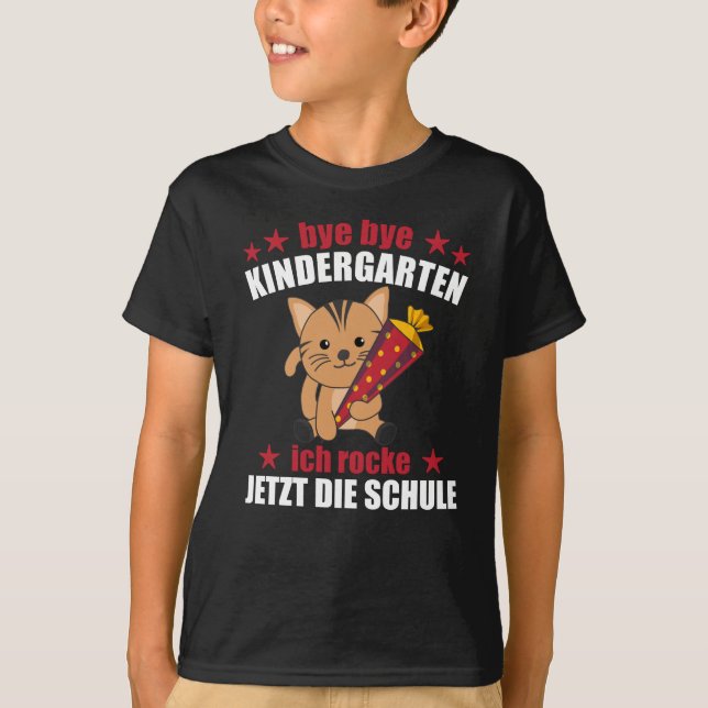 Finally School Child Cat School Cone Rock The T-Shirt (Front)