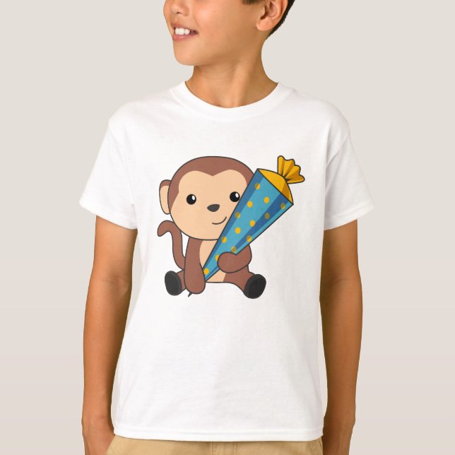 Finally Schoolkind Monkey School Bag Rock The T-Shirt (Front)