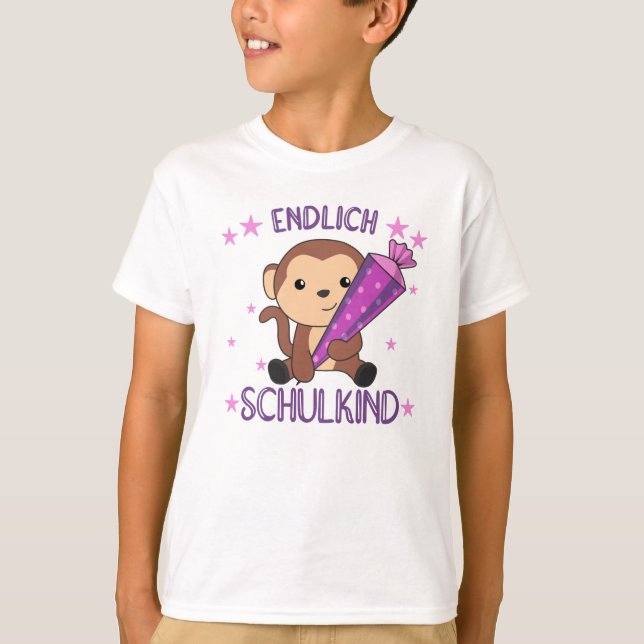 Finally Schoolkind Monkey School Bag Rock The T-Shirt (Front)