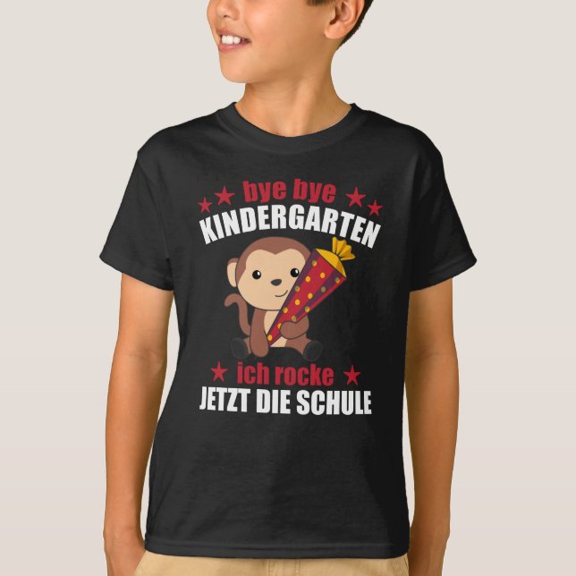 Finally Schoolkind Monkey School Bag Rock The T-Shirt (Front)