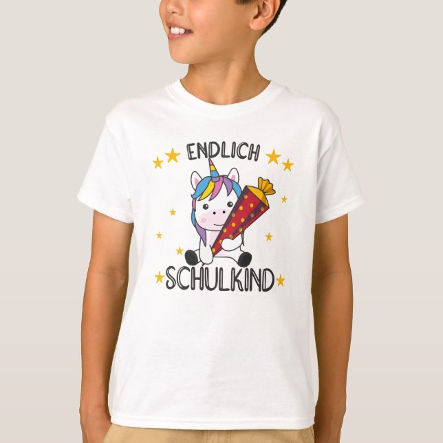 Finally Schoolkind Unicorn School Bag School T-Shirt (Front)