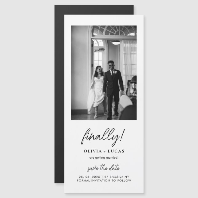 Finally Script Photo Magnetic Wedding Save The Dat (Front/Back)