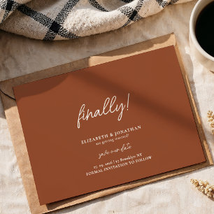 Finally Script Terracotta Wedding Save the Date
