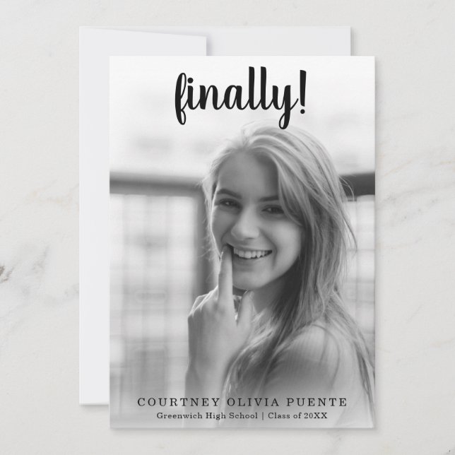 Finally Simple Photo Modern Graduation Announcement (Front)