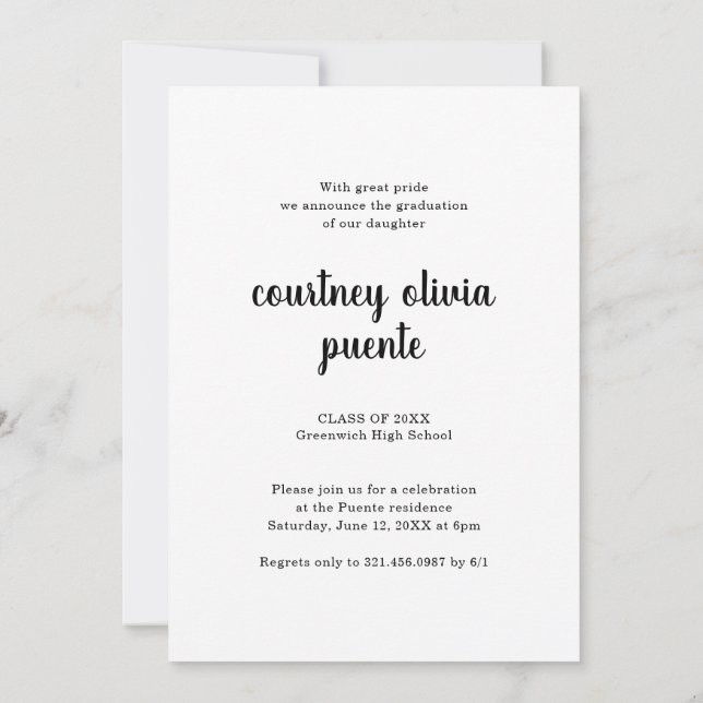 Finally Thick Black Script Photo Graduation Party Invitation (Back)