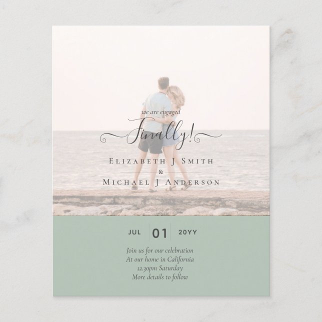 Finally We are Engaged! Wedding Announcement PHOTO Flyer (Front)