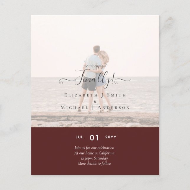 Finally We are Engaged! Wedding Announcement PHOTO Flyer (Front)