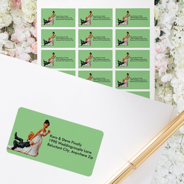 Finally Wedding Couple Funny Brown & Blonde Label (Finally Wedding Couple Funny Brown & Blond Address Label)