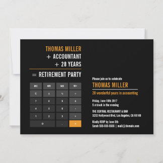 Finance Calculator Retirement Party Invitation