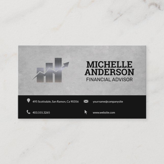 Finance Chart Logo | Stocks | Standard Style Business Card (Front)